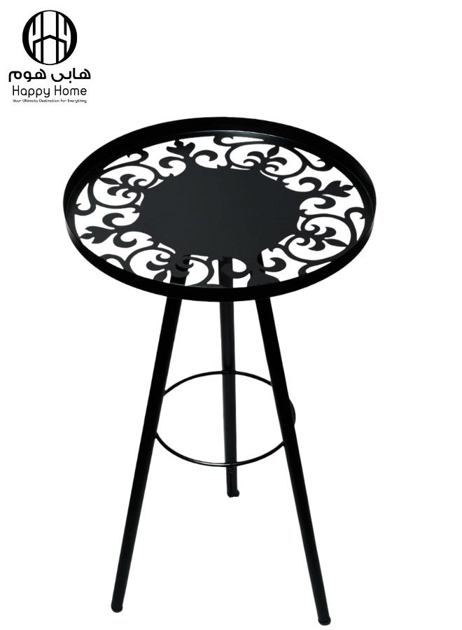 هابي هوم ترابيزة ديكور معدنية بقطر 30 سم بتصميم زخرفي فاخر – ستاند أنيق متعدد الاستخدامات للمنزل والحديقة والبلكونة، هيكل معدني قوي مقاوم للصدأ، ثابتة وعملية لوضع النباتات، الشموع، الديكورات والتحف، تصميم أنيق يضيف لمسة فخامة لأي مساحة - Image 1